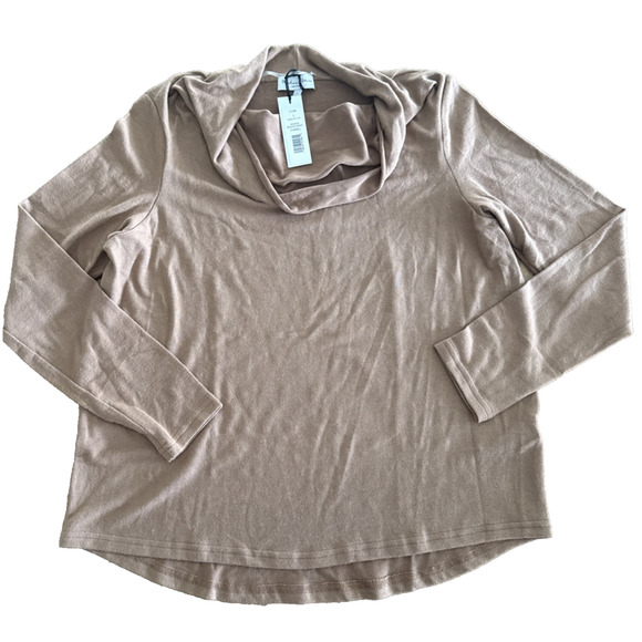 Michael Stars Harlow Cowl Neck Top Madison Brushed Jersey Camel 2196 Large - Picture 1 of 7